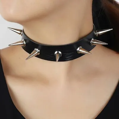 $12.46 • Buy Gothic Spike Rivet Chocker Sexy Belt Collar Pu Leather Goth Necklace For Women,