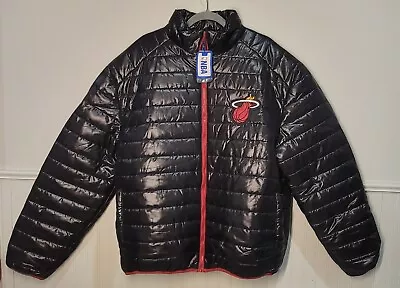 NEW VTG 90's THROWBACK MIAMI HEAT NBA   BUBBLE GOOSE DOWN JACKET SIZE 3XL • $60.01