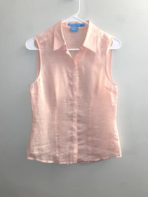 $25 • Buy Island Company Sim Top Linen Sleeveless Collard Blouse Size Xs