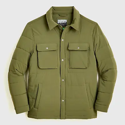 NWT $188 J.Crew Men's MEDIUM  Eco Nordic PrimaLoft Shirt Jacket Catskill Green • $89.99