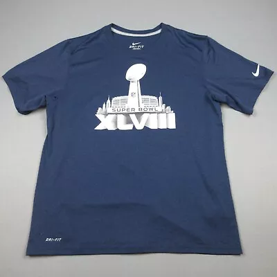 Super Bowl XLVIII Shirt Mens Large Navy Blue Metlife Stadium Nike Dri-Fit Tee • $14.99