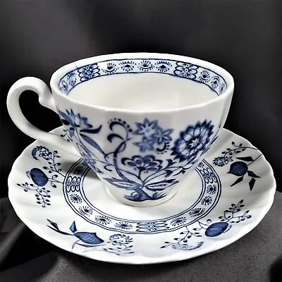 J & G Meakin Classic White Blue Nordic 8 Oz Teacup And 5.75 In Saucer Ironstone • £9.64