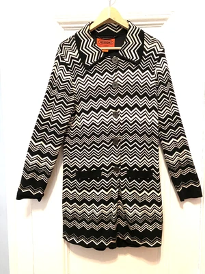 $59 • Buy MISSONI For Target Black + White Chevron Lined Sweater Jacket Coat Cardigan M