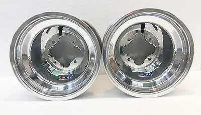 DWT Polished A5 Rolled Lip ATV Rear Wheel PAIR 10  10x10 5+5 4/110 TRX 250R 450R • $199.95