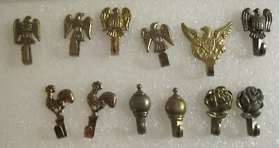 Lot Of 12 Vintage Picture Hanger Hook 6 Push Pin 6 Eagle 2 Rooster 2 Rose Flower • $14.95