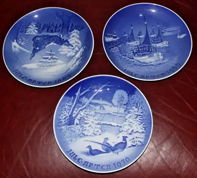 B&G Copenhagen Cobalt Blue Plates 1964 1966 1970 BING & GRÖNDAHL JULE-AFTEN • $30