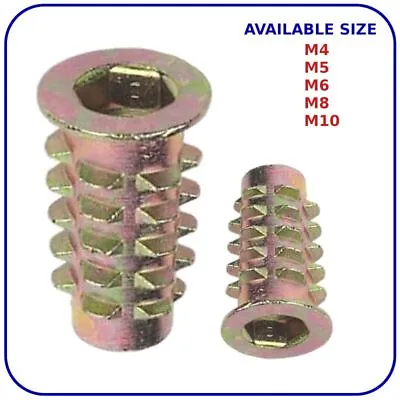 M4 M5 M6 M8 M10 Insert Nuts Threaded Furniture Fixing Hex Drive Metric Screws • £2.67