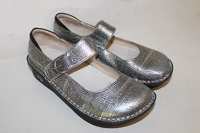 Alegria Mary Jane Comfort Nurse Shoes 8/8.5 / 38 Chain Mail Metallic Pewter Lea • $35.61