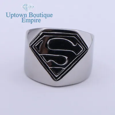 Superman Signs Black Vintage Men's Stainless Steel Ring Size:8-13 #GE • $14.99