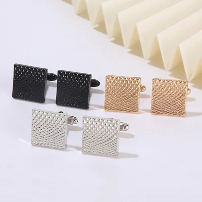 £4.18 • Buy Square Polished Carved Pattern Striped Cufflinks Shirt Sleeve Nails Cuffli#;-