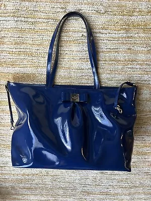 Kate Spade Royal Blue Patent Leatherdiaper/tote Bag With Bow. • £66.50