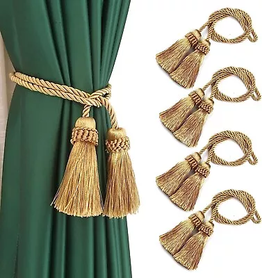 4PCS Curtain Tiebacks Handmade Decorative Curtain Holdbacks Rope With Tassel • $13.99