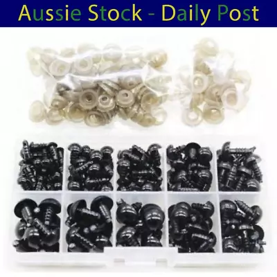 100pcs 6-12mm Black Doll Eyes Plastic Safety Eye DIY Teddy Bear Animal Puppet • $15.05