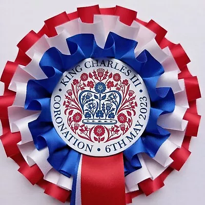 £16.99 • Buy Coronation Rosettes 3 Tier Rosette Parties- Events KING CHARLES III  IN STOCK