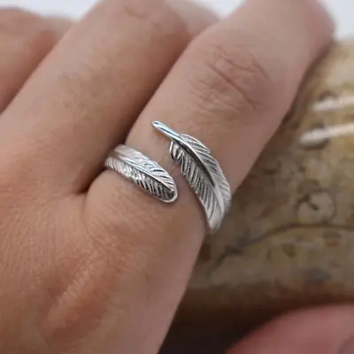 Feather Or Arrow Wrap Ring Sterling Silver Gold Adjustable Mens Or Ladies Gift • £14.99