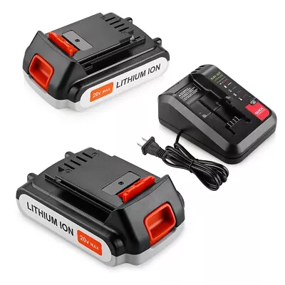 2Pack For Black & Decker 20V MAX  Battery&Charger  20Volt Li-Ion LBXR20 LBXR2020 • $42.99