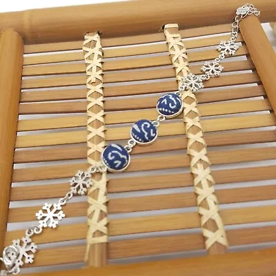 Batik Round Charms Tie Dye Miao Silver Bracelet Snowflake Charms • $18.50