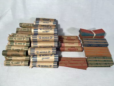 130+ Preformed Tubes/Flat Paper Coin Wrappers - Quarter Dime Nickel Penny VG NOS • $1.99