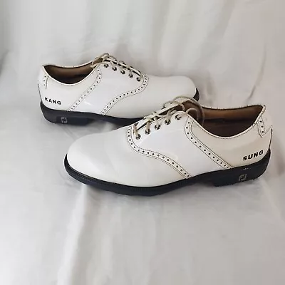 FootJoy Icon Golf Shoes Men's White Pebbled Leather Size 9.5 W  White Saddle  • $54.99