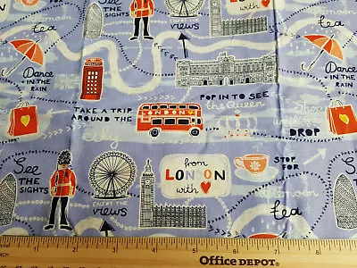 EMMA & MILA London Queen Royal Guard Calling Map CEA Fabric 18x21 Fat Quarter • £8.68
