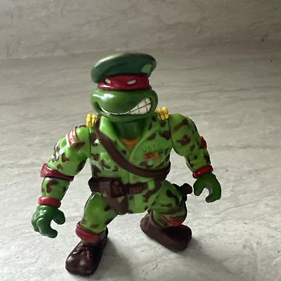 Vintage TMNT Ninja Turtles 1991 Military Green Beret Raph • $8