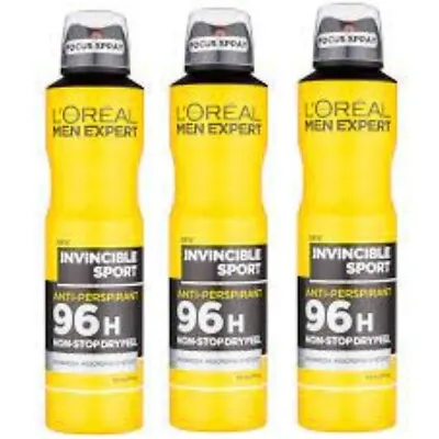 L'Oreal Men Expert Invincible Sport Anti Perspirent Deodorant 250ml (X3) • £21.99