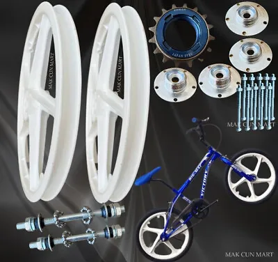  BMX Bicycle 20  PVC Sport Rim ( WHITE )Complete Wheelset Hub Set FREE SHIPPING • $121.85