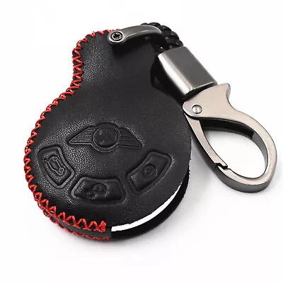 Black Leather 3 Buttons Smart Key Case Fob Cover For Mini Cooper R55 R56 R57 R58 • $9.99