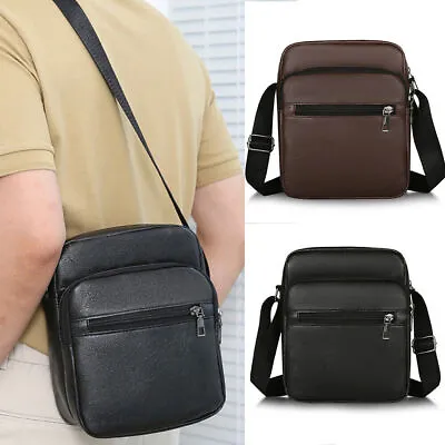 Men Messenger Shoulder Bags PU Leather Office Work Crossbody Satchel Handbag • $17.49