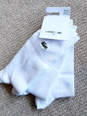 3 Pairs : LACOSTE White Blanc Mens SOCKS UK 7.5-11  ( 41-46 ) RA4744 LacBox2 • £34.50