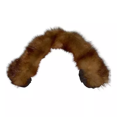 GLAMOROUS Vintage Genuine Brown Mink Headband Hair Clip Wrap Fur Headpiece • $19.99