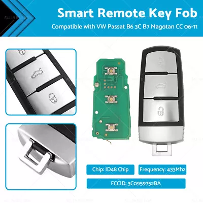 Smart Remote Key Fob 3C0959752BA Suitable ForVW Passat B6 3C B7 Magotan CC 06-11 • $19.59