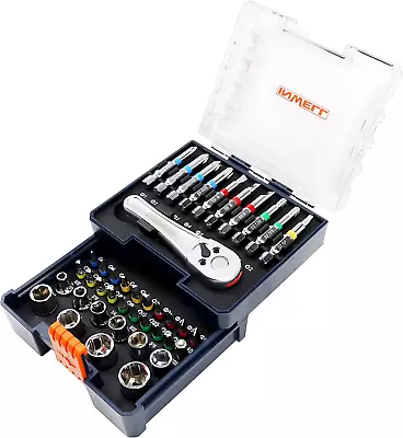 41 Piece Screwdriver Bit Set | 1/4  Drive Mini Ratchet Wrench And Socket Set | P • $31.94