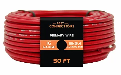 16 Gauge Car Audio Primary Wire (50ft–Red)– Remote Power/Ground Electrical • $5