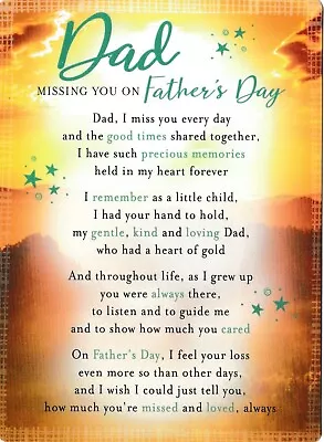 Missing You DAD Father's Day Memorial Fathers Grave / Graveside Card With Stand • £3.51