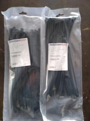 £6.99 • Buy 2x Cable Ties L270mm X W4.6mm Black HELLERMANN TYTON Pack Of 100 HEAVY DUTY.