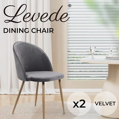 Levede 2x Dining Chairs Seat French Provincial Kitchen Lounge Chair Grey • $129.99