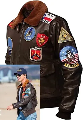 Top Gun Tom Cruise Pete Maverick B3 Pilot Flight Biker Bomber Leather Jacket • $157