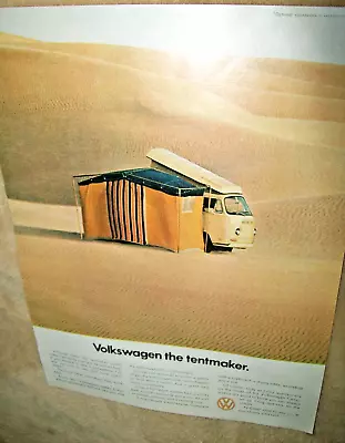 1970 VW Volkswagen Bus Campmobile Camper Magazine Color Car Ad - The Tentmaker  • $13.50