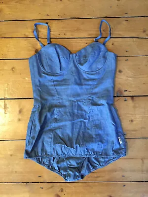 LOVER THE LABEL Early Collection Chambray Corset 50s Playsuit Festival 38 UK 10 • £90