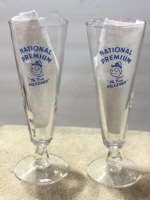Vintage 1970's National Premium Beer Barware Pilsner Glasses 10 Oz 8-1/4” CRISP • $20