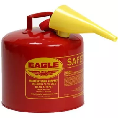 Red Galvanized Steel Type Gasoline Safety Can With Poly Yellow Funnel 5 Gallon • $57.80