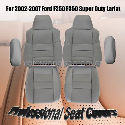 2002-2007 For Ford F250 F350 Super Duty Lariat XLT Front Leather Seat Cover Gray • $115.99