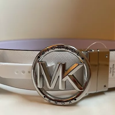 Women’s Michael Kors Reversible Belt White/Lavender Silver Hardware Large • $22.50