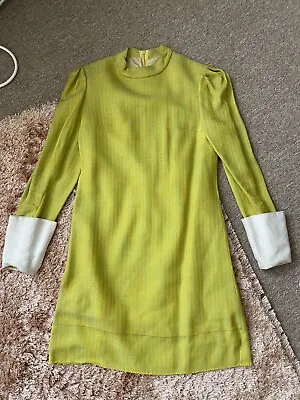 £60 • Buy Original Vintage 1960s Green Striped Mod Mini Dress