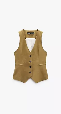 Zara Tailored 100% Linen Vest Medium NWT • $49.99