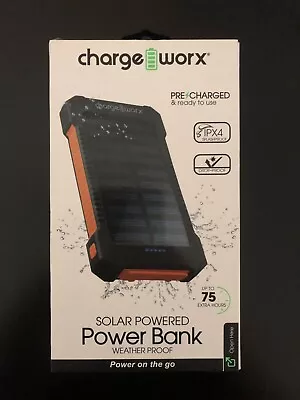 Charge Worx Solar Powered Power Bank Weather Proof (B14) Travel Phone Charger • $19.95