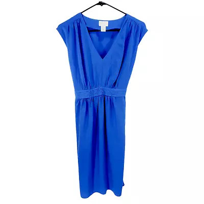 Motherhood Maternity Mini Dress Women M Blue Short Cap Sleeves Lightweight Belt • $10