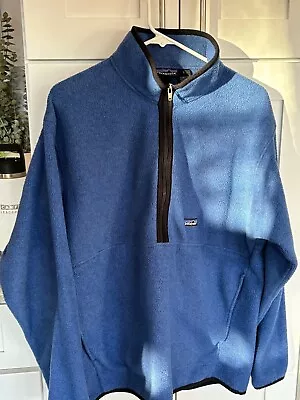 PATAGONIA Synchilla Blue Half Zip Fleece Pullover Hiking Vintage / Rare Pocket • $49.99