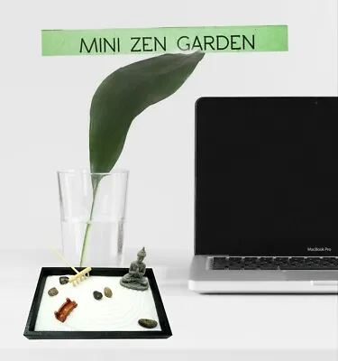 Mini Zen Garden - Includes Buddha Bridge River Rocks Rake & Base. Calming NEW • $7.55